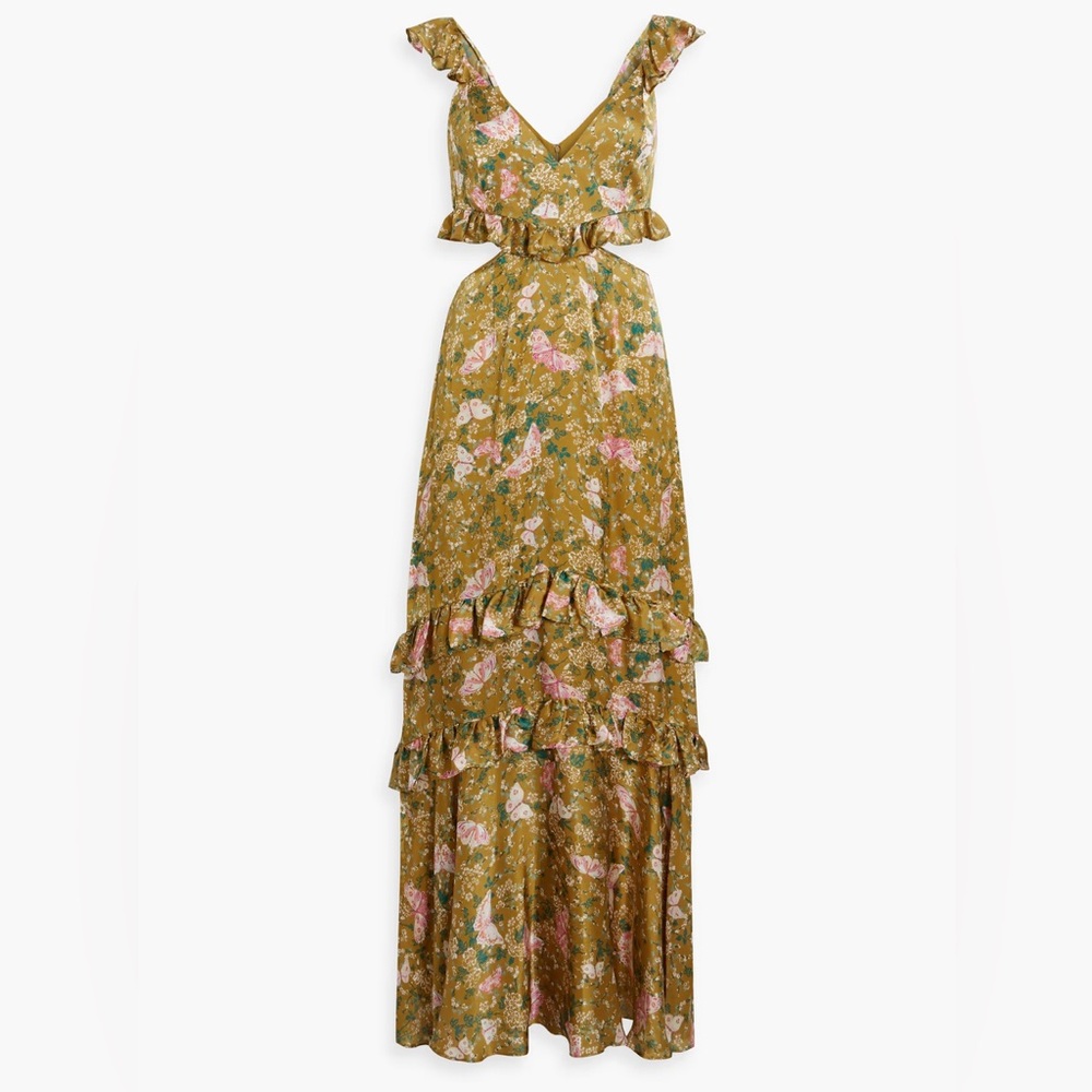 AMUR Yellow Asymmetrical Ruffled Maxi Dress - Picture 2 of 11